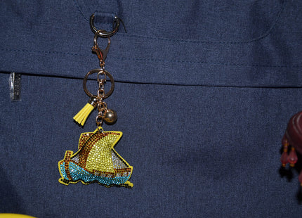 Sailboat Keychain for Women Bling Backpack Keyrings Sailors Key Fob Sailing Purse Charm