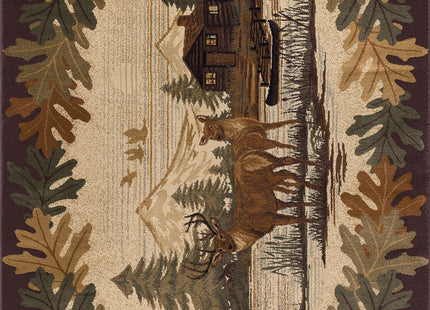 Oak Deer Brown 5x7 Area Rug Cabin for Living Room - Bedroom or DiningRoom - Lodge, Novelty Deer Syle Farmhouse Rugs & Rustic Indoor Carpet