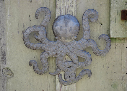 It's Cactus Octopus Metal Wall Art, Sea Life Ocean Decor, Beach Themed Artwork, Nautical Decorative Figurines 14 in. x 15 in.