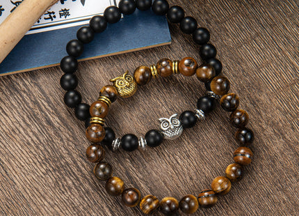 Softones Owl Gifts Owl Bracelets Healing Crystals Bracelet for Women Men Spiritual Energy Beaded Bracelet Set Gifts