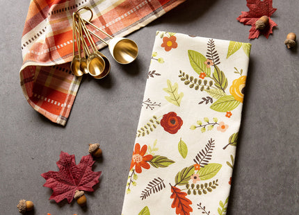 DII Fall Basics Kitchen Dishtowel Collection Printed & Plaid Fall Dish Towel Set, 18x28, Floral Plaid, 2 Count
