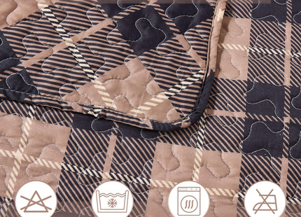 Virah Bella 3-Piece Full Queen Cabin Life Quilt Bedding Set - Rustic Black Bear Country Plaid Reversible Coverlet with 2 Decorative Standard Shams - Lightweight Soft Microfiber Bedspread, Brown