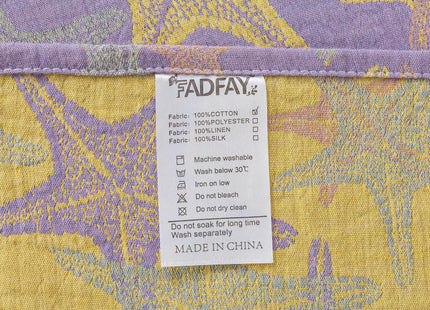 FADFAY Beach Theme Sheets Set King Purple Yellow Starfish Ocean Bedding Coastal Nautical Bedding Super Soft Washed Double -Layer Muslin Sheets 100% Cotton Deep Pocket Fitted Sheet 4Pcs, King Size
