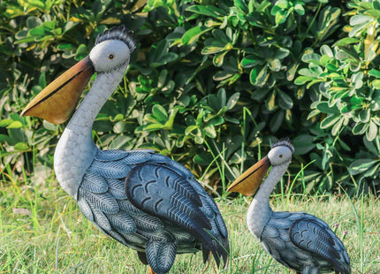 TERESA'S COLLECTIONS Pelican Statues Outdoor Decor, 16.5" Coastal Ocean Bird Garden Statues & Sculptures, Metal Yard Art Lawn Ornaments for Patio, Pond, Pool, Backyard Decorations