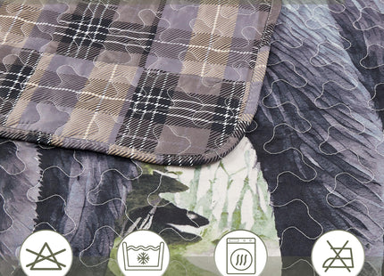 Virah Bella 3-Piece King Lodge Quilt Bedding Set - Rustic Bear Family Panel Country Reversible Coverlet with 2 Decorative King Pillow Shams - Lightweight Soft Microfiber Bedspread for Cabin Décor
