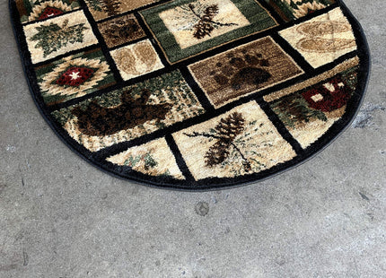 Carpet King Cabin Style Oval Area Rug Rustic Western Country Bear Elk Deer Bear Wildlife Lodge Native Design 386 (3 Feet X 4 Feet 7 Inch)