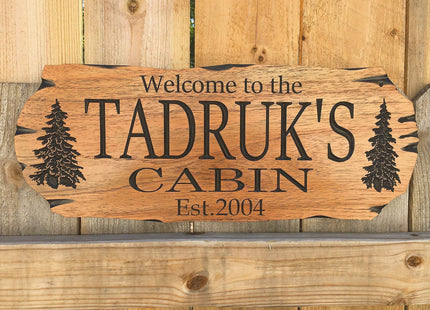 Personalized cabin sign Outdoor Sign Rustic Welcome Rustic Decor Family Wooden Sign