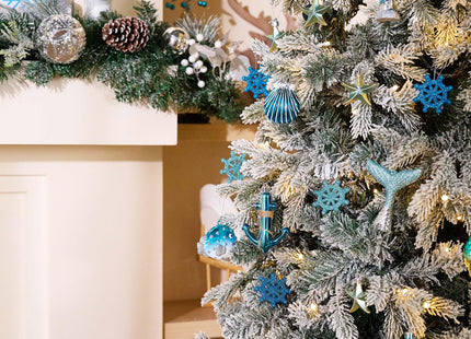 Valery Madelyn Summer Christmas in July Decorations Hanging Ornaments for Small Tree, Shatterproof Seashell Starfish Beach Ocean Coastal Nautical Marine Christmas Balls Bulk for Party Home Decor