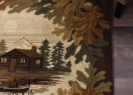 Oak Deer Brown 5x7 Area Rug Cabin for Living Room - Bedroom or DiningRoom - Lodge, Novelty Deer Syle Farmhouse Rugs & Rustic Indoor Carpet