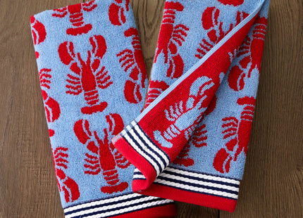 SKL Home Nautical Lobster Hand Towel Set-2pc, Reversible Jacquard, Navy