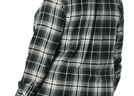 Amazon Essentials Women's Regular-Fit Long-Sleeve Lightweight Plaid Flannel Shirt with Brushed Finish, Shirttail Hem, Black White Large Plaid, Large