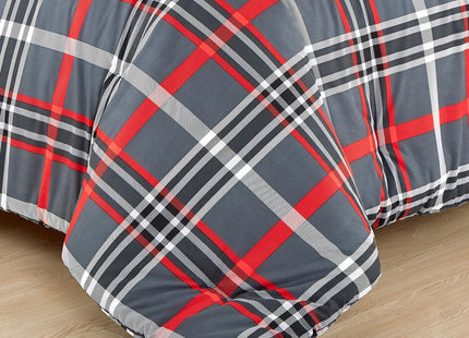 Elegant Comfort 8- Piece Lodge Plaid Reversible Comforter Set Bed-in-a-Bag Set - Silky Soft Complete Set Includes Bed Sheet Set with Double Sided Storage Pockets, Full/Queen, Gray