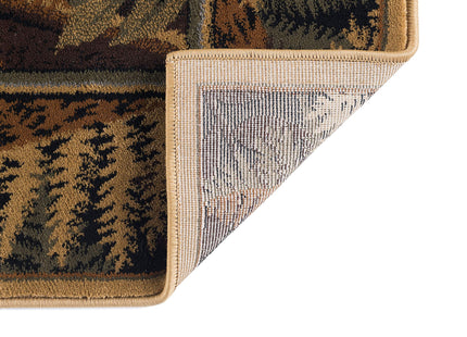 Fern Bear Beige 5x7 Area Rug Cabin for Living Room - Bedroom or DiningRoom - Lodge, Novelty Farmhouse Style Bear Figure Rustic Indoor Carpet
