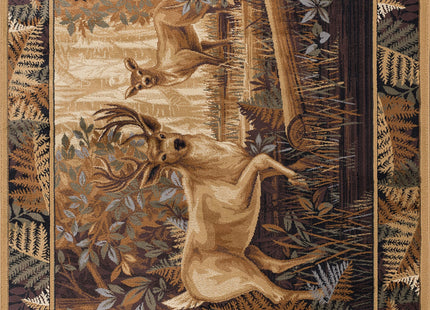 Fern Deer Beige 5x7 Area Rug for Living Room & Bedroom or DiningRoom - Cabin, Farmhouse Lodge Style Rustic Indoor Carpet