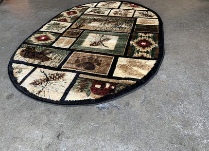 Carpet King Cabin Style Oval Area Rug Rustic Western Country Bear Elk Deer Bear Wildlife Lodge Native Design 386 (3 Feet X 4 Feet 7 Inch)