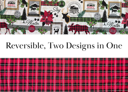 Southshore Fine Living, Inc. Twin Size Christmas Quilt with Matching Pillow Sham, Holiday Bedding Set, Twin/Twin XL Holiday Quilt Set, Reversible Red Plaid Quilt Over Rustic Cabin Print