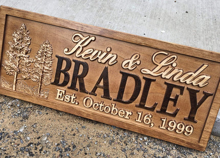 Personalized Couples Gift Rustic Wedding Name Sign Wood Cabin Wall Art