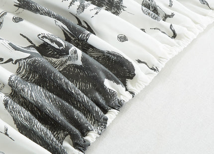 Chezmoi Collection 3-Piece Lodge Sheet Set Twin XL Size - White Gray Black Grizzly Bear Wolves Moose Pine Tree Mountain Printed Brushed Microfiber Lightweight Breathable Deep Pocket Bed Sheets