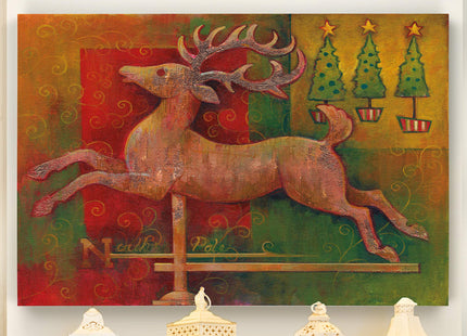 Renditions Gallery Gallery Wrapped Canvas Christmas Wall Art Print for Holiday Decor, 24x36, Deer