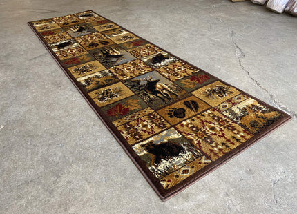 Carpet King Cabin Style Distressed Antiquated Runner Area Rug Black Bear Elk Deer Wildlife Animal Country Hunting Southwest Wilderness Design 760 (2 Feet X 7 Feet)