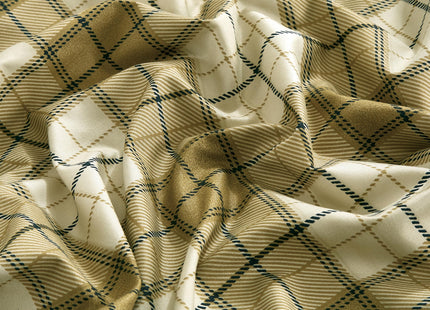 Chezmoi Collection 4-Piece Lodge Plaid Sheet Set Full Size - Tan Beige Blue Plaid Stripe Printed Brushed Microfiber Lightweight Breathable Deep Pocket Bed Sheets
