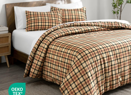 Bare Home Flannel Duvet Cover Set (Queen, Red Lodge Plaid)