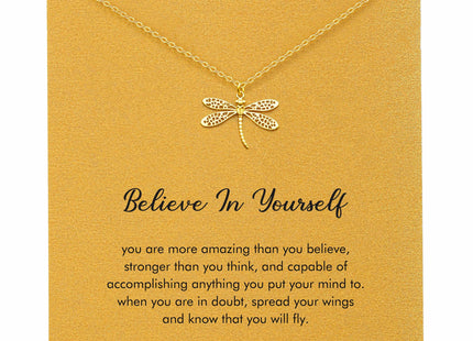 RZKING Golden Dragonfly Necklace Inspirational Gifts for Women (Dragonfly)