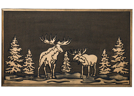 HF by LT Pine and Moose Pin Dot Rubber Doormat, 18 x 30 inches, High-Traction, Year-Round Use, Low Profile, Black with Brushed Copper Finish