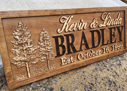 Personalized Couples Gift Rustic Wedding Name Sign Wood Cabin Wall Art