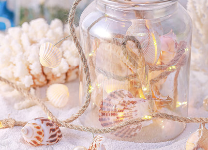 MIYA LIFE Seashell Garland Ocean Light for Beach Decor 7.2FT 39LED Battery Operated Coastal Garland Magic Conch Shell Beach Decorations for Home Coconut Girl Room Decor