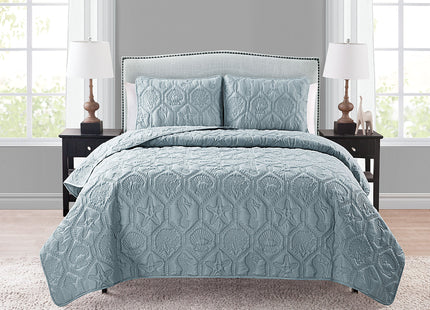 VCNY Home King Size 3-Piece Beach Bedding Set | Reversible Quilt & Matching Shams | Soft & Breathable | Wrinkle Resistant | Lightweight for Year Round Comfort | Coastal Room Decor