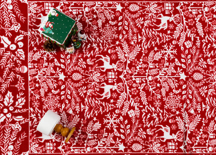PureCozy Christmas Area Rug 8x10 Machine Washable Xmas Snowflake Holiday Decor Living Room Rugs Low Pile Carpet Indoor Doormat Red Non-Slip Christmas Deer Carpet for Bedroom Kitchen Dining Bathroom
