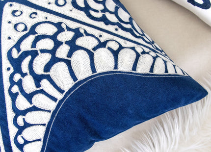 Homey COZY Embroidery Navy Velvet Starfish Throw Pillow Cover,Ocean Blue Series Nautical Decorative Pillow Case Coastal Beach Theme Home Decor 20x20,Cover Only