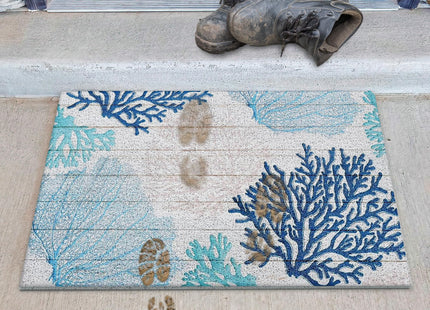 Luvadian Coral Beach Permeable Bottom Door Mat - Nautical Welcome Mat, Beachy Room Decor, 17x30 Inch
