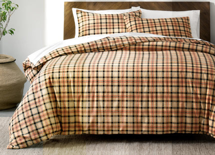 Bare Home Flannel Duvet Cover Set (Queen, Red Lodge Plaid)