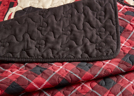 Virah Bella Diamond Bear Lodge 3 Piece Quilt Bedding Set, Rustic Cabin Plaid Country Comforter with 2 Matching Standard Pillow Shams, Soft Lightweight Bedspread for All Season Comfort, Full/Queen