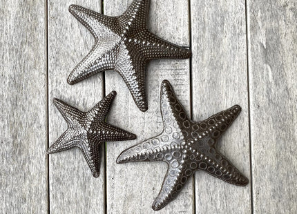 It's Cactus Starfish, Set of 3, Sea Life Nautical Home Decor, Recycled Wall Art 8x8 and 5x5 Inches, Haitian, Decorative, Plaque