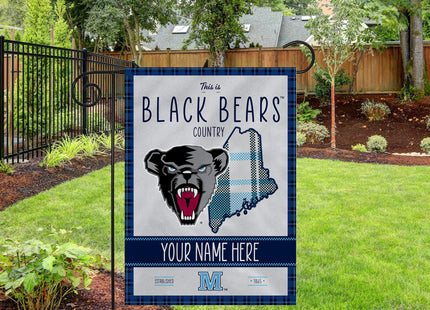 Rico Industries NCAA Maine Black Bears This is Bears Country - Plaid Design Personalized Garden Flag