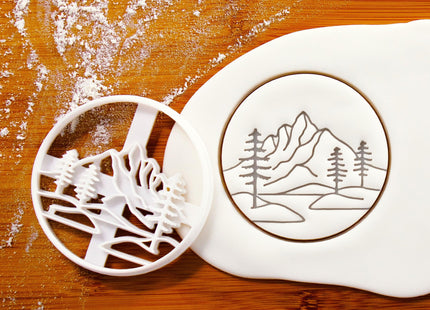 Mountain with Pine Tree Forest cookie cutter, 1 piece - Bakerlogy