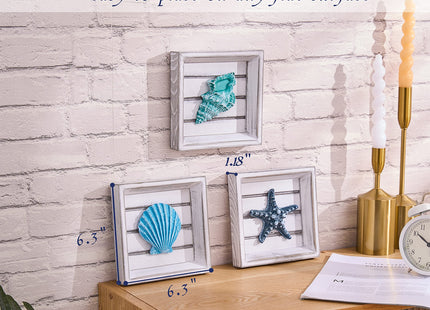 LODOCAVE Seashell Starfish 3D Art Beach Wall Decor, 6.3"x6.3"