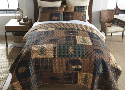Donna Sharp Brown Bear Cabin Twin Quilt Set, 68" x 90"