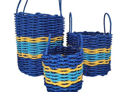 Blue & Yellow Coastal Rope Basket