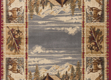 Lakeside Retreat Red 5x7 Area Rug Cabin for Living for Living Room - Bedroom and DiningRoom - Lodge, Cabin Farmhouse Stye Rustic Indoor Carpet