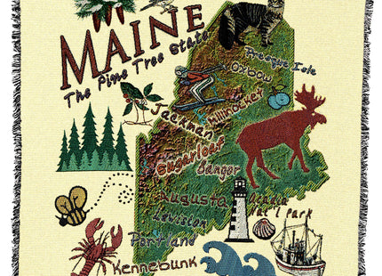Pure Country Weavers State of Maine Lap Square Blanket - Gift Tapestry Blanket Throw Woven from Cotton - Made in the USA (54x54)