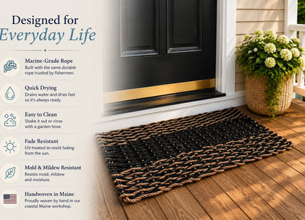 Coral, Gray & Teal Lobster Rope Doormat