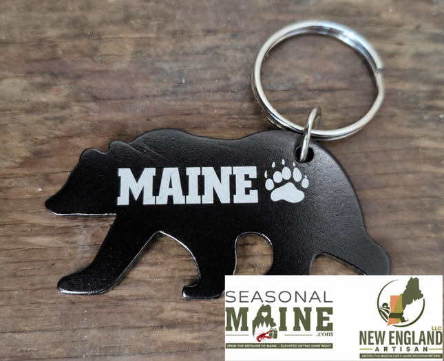 Maine Metal Bear Keychain