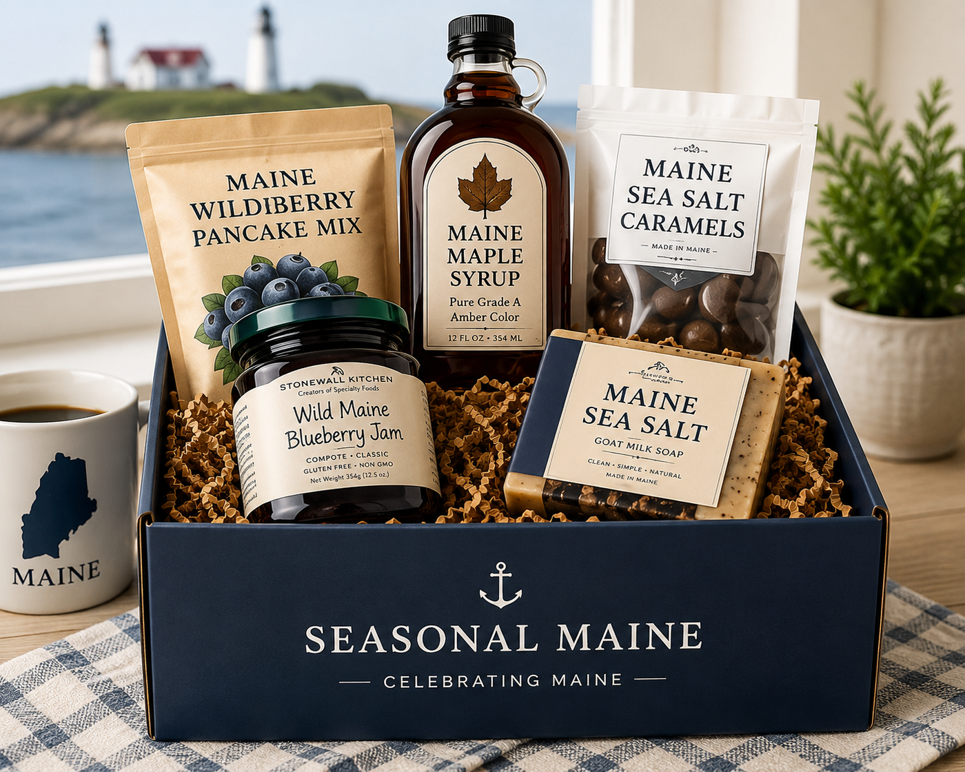 Curated Maine gift box filled with artisan products