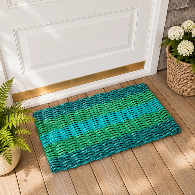 Hunter Green, Teal & Green Lobster Rope Doormat