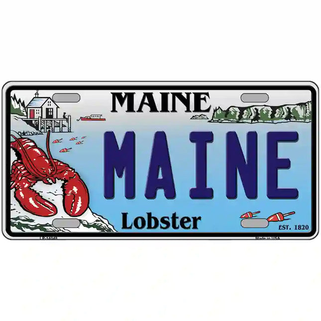 Maine Lobster Novelty Metal License Plate 12 x 6