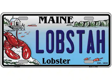 Lobstah Maine Lobster Novelty Metal License Plate 12 x 6